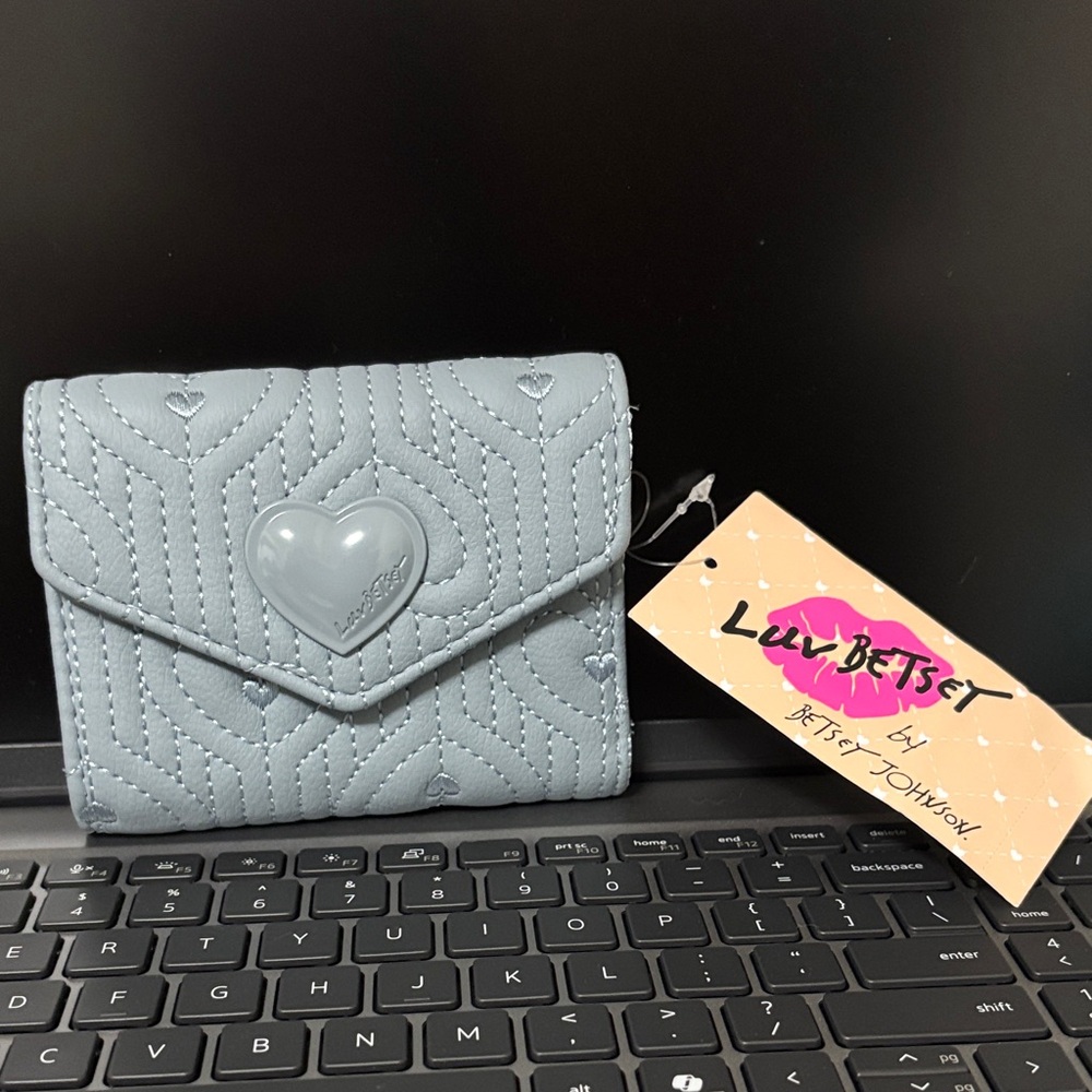 Betsey Johnson Blue Quilted Heart Wallet